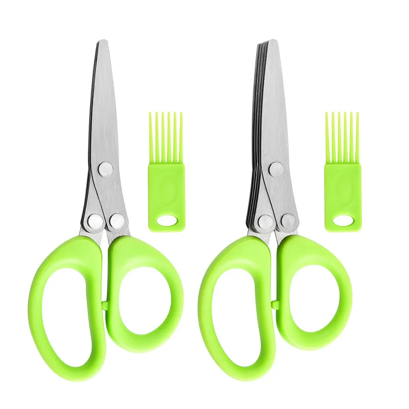 3/5 Layers Kitchen Scissors Stainless Steel Vegetable Cutter Scallion Herb 6
