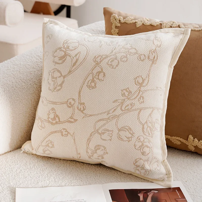 30x50/45x45CM Light Luxury Throw Pillow Cover Brown French Stamping 5
