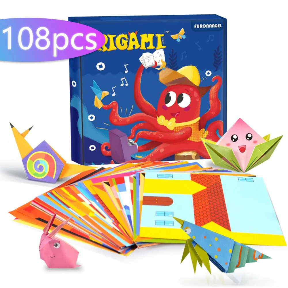 Origami Kit 30/108 Sheets Origami Paper Craft Guiding Book DIY Art 9