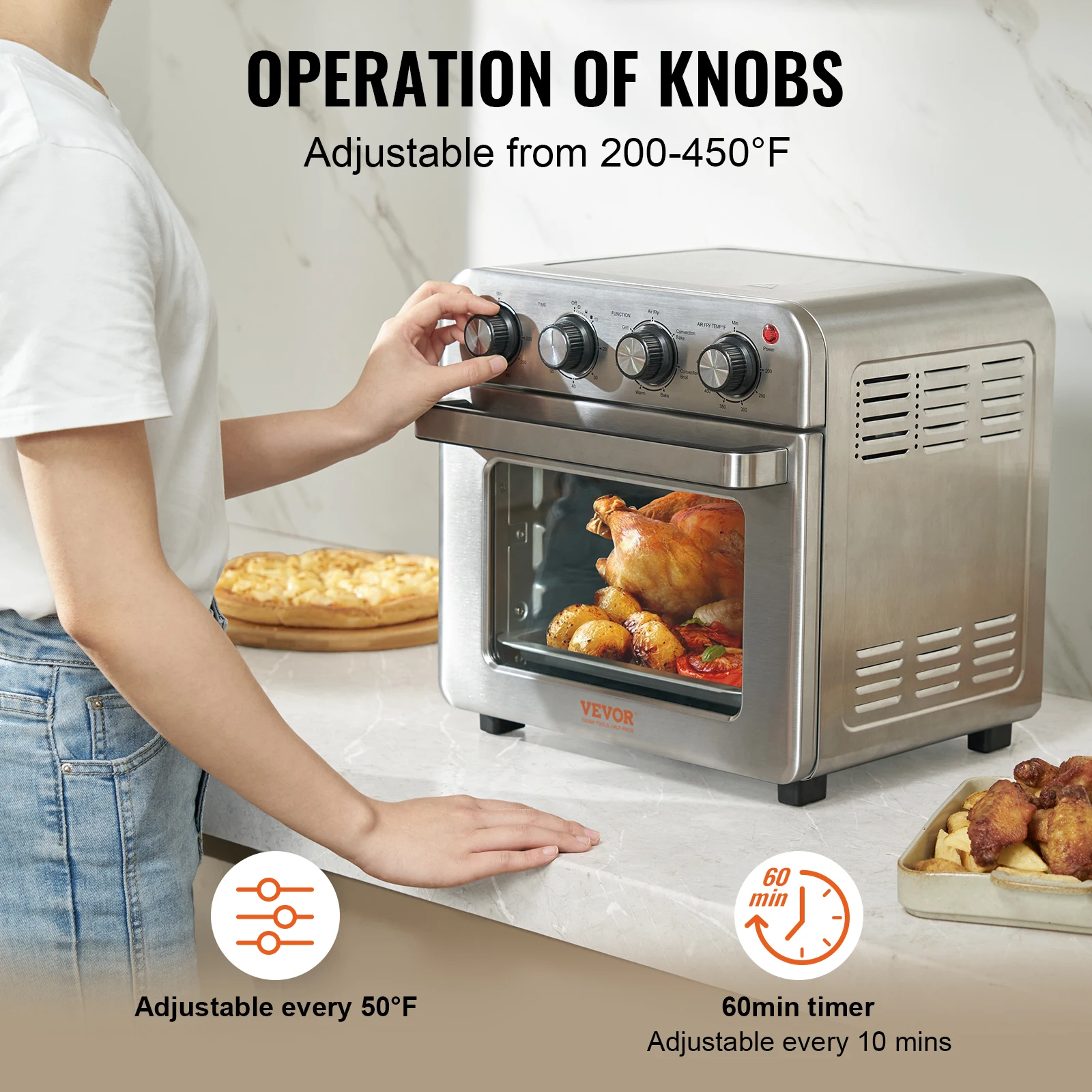 SucceBuy 18L 1700W Air Fryer Toaster Oven Stainless 4