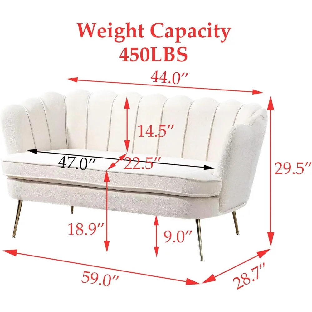 59” Small Modern Chenille Loveseat Sofa, 2-Seat 2