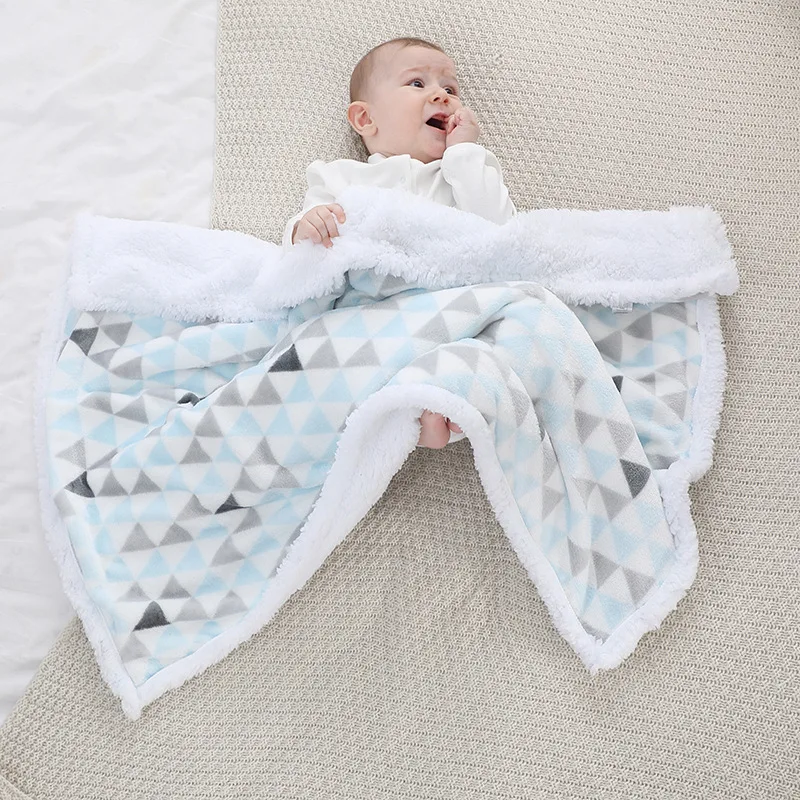 Baby Blanket Warm Fleece Thermal Newborn Soft Stroller Sleep Cover Infant Bedding Swaddle Wrap Soft 2