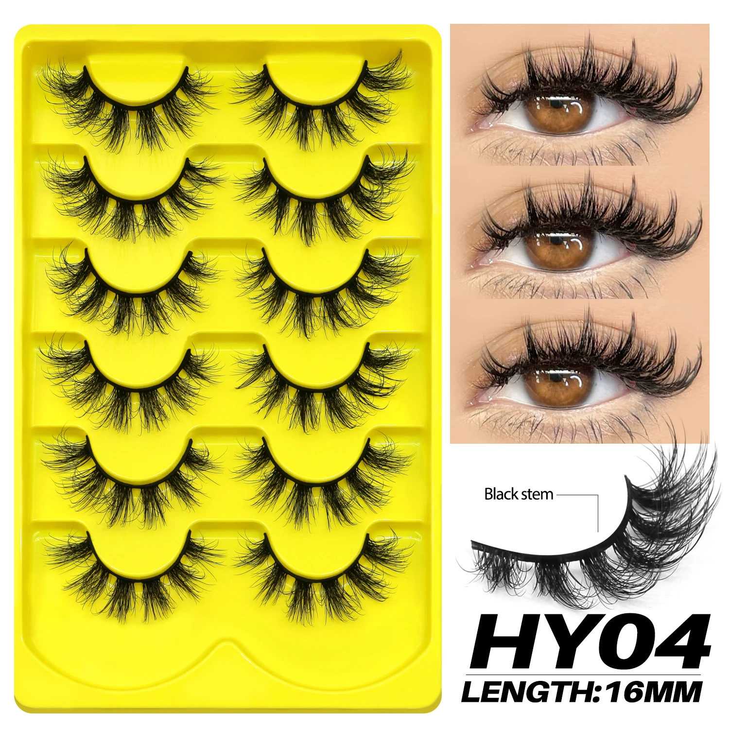 GROINNEYA Fake Lashes Fluffy Cat Eye Lashes 8D Fluffy Volume False Eyelashes 14