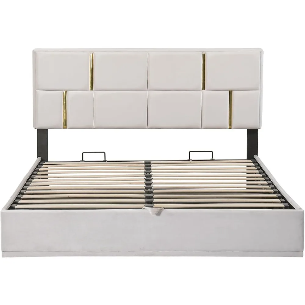 2 Piece Queen Bedroom Furniture Set with Ottoman, Queen Upholstered Platform Bed 5