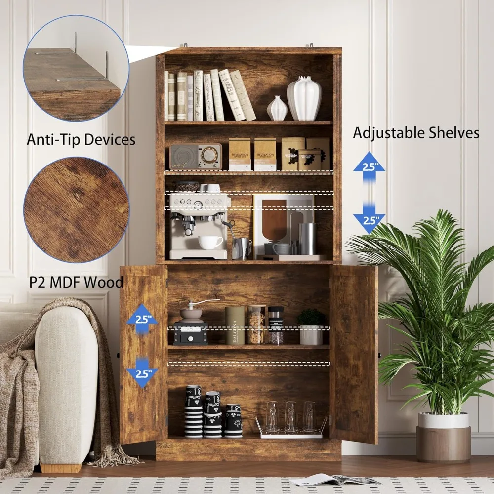 71.4" Tall Bookshelf with Cabinet 5
