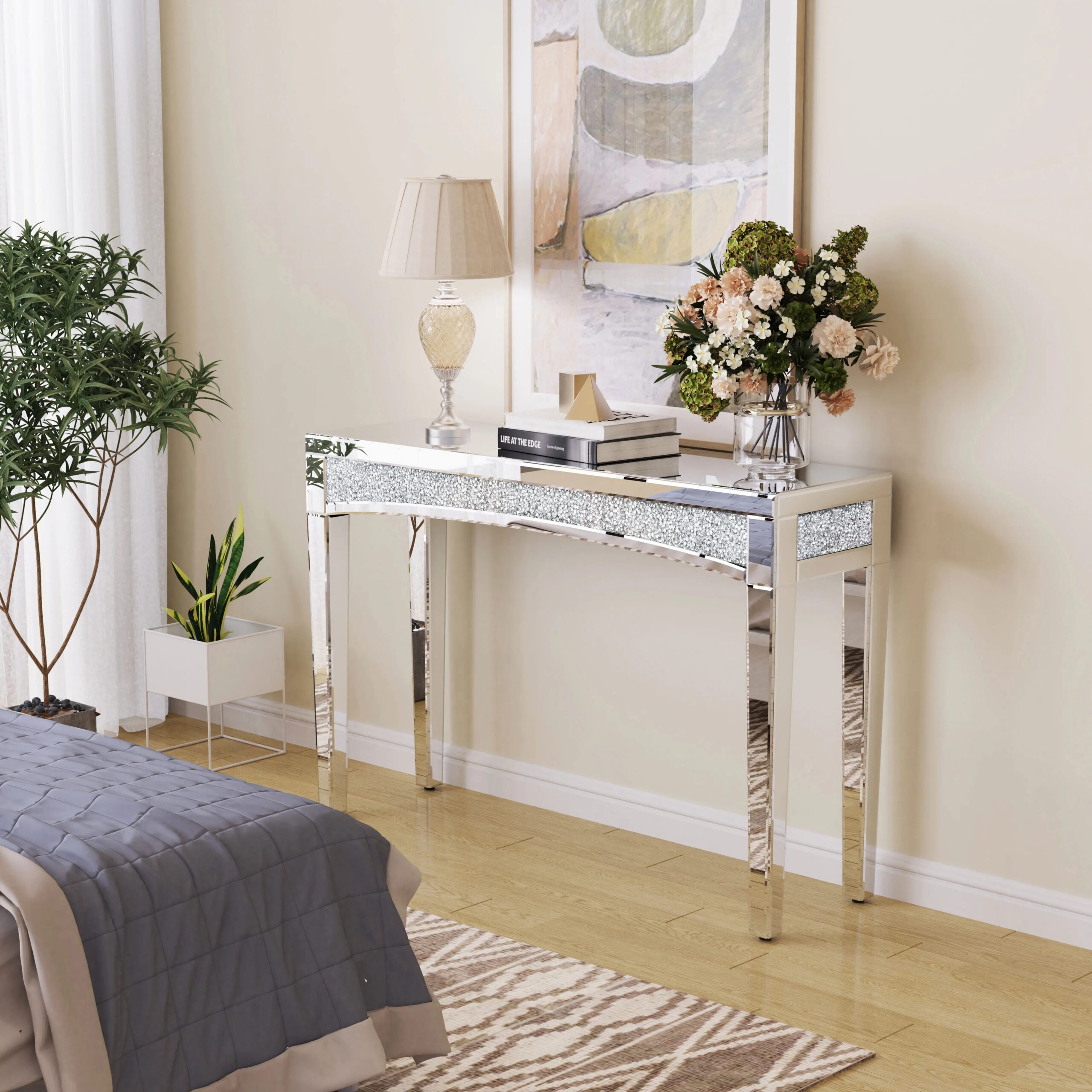 47.2 Mirrored desk silver Console 3