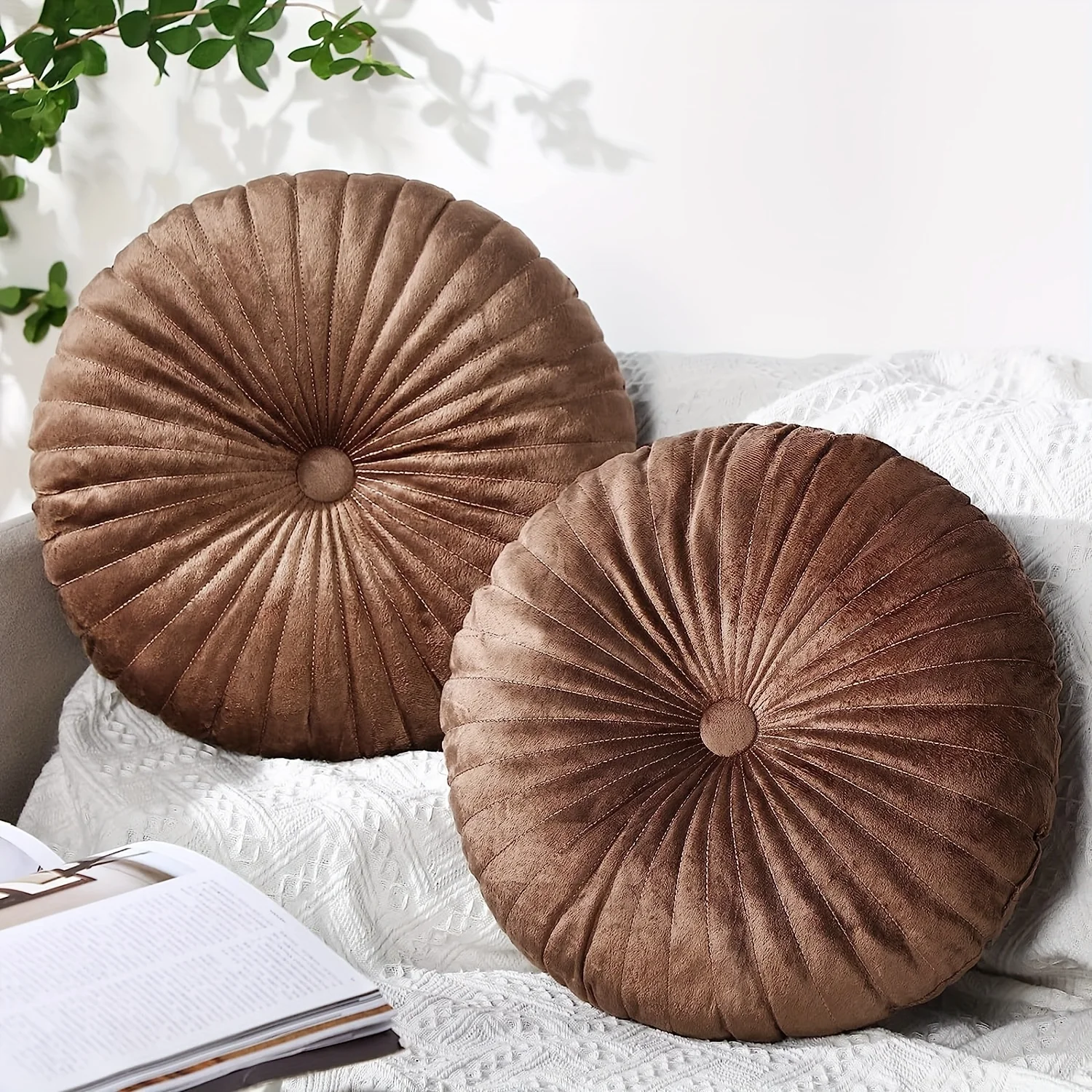 1 Nordic Modern Round Pillow - Mustard Yellow - Suitable for use on sofas 6