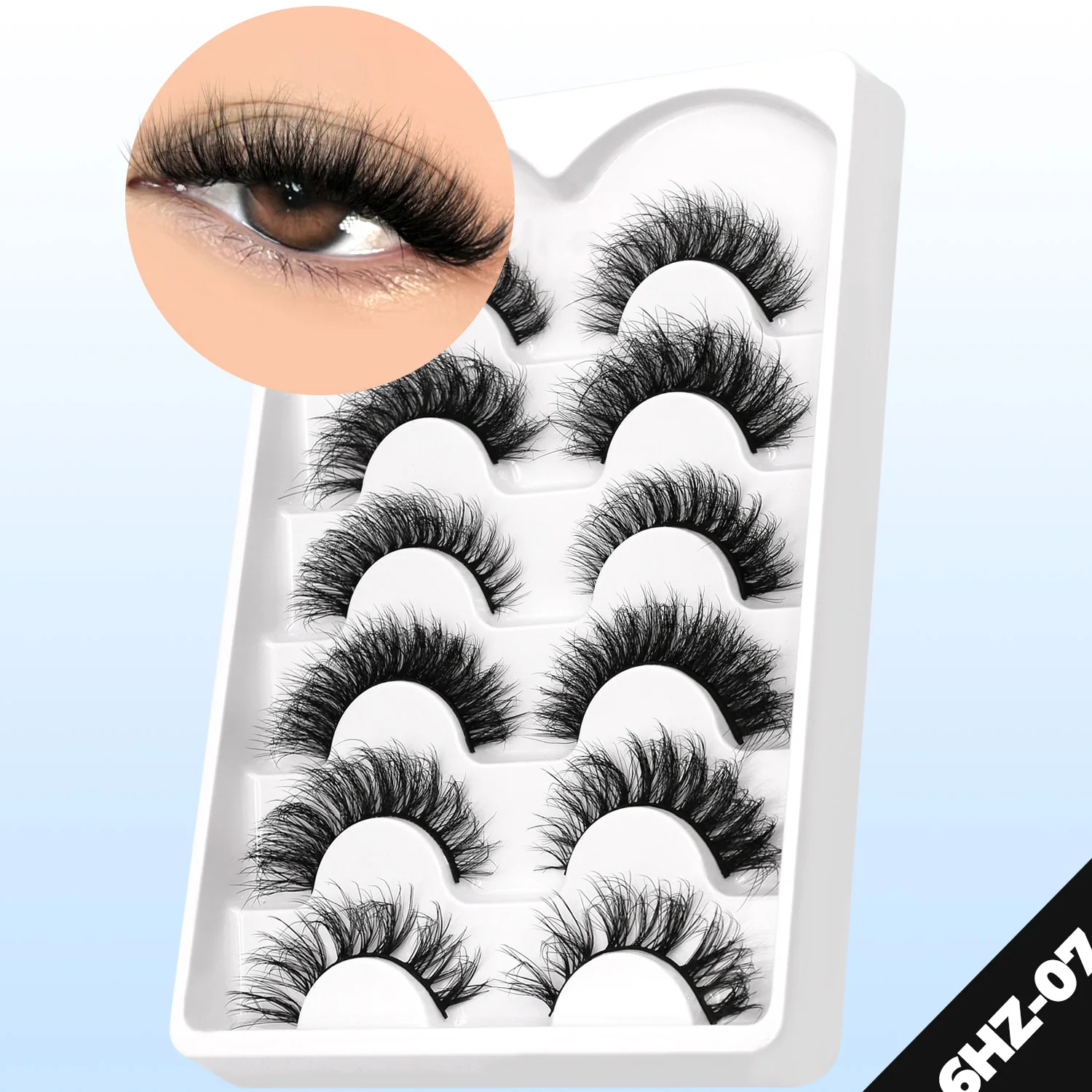 GROINNEYA Fake Lashes Fluffy Cat Eye Lashes 8D Fluffy Volume False Eyelashes 10