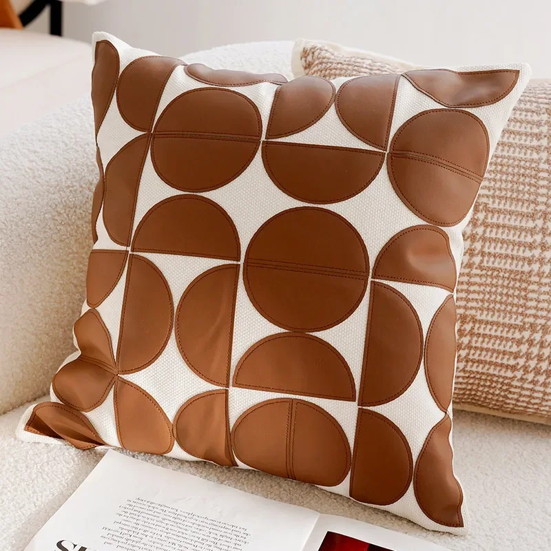 30x50/45x45CM Light Luxury Throw Pillow Cover Brown French Stamping 17