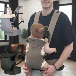 1Pc Baby Carrier, Multifunctional Front and Back Dual-Use Baby Carrier, Adjustable and Comfortable Frontable 1