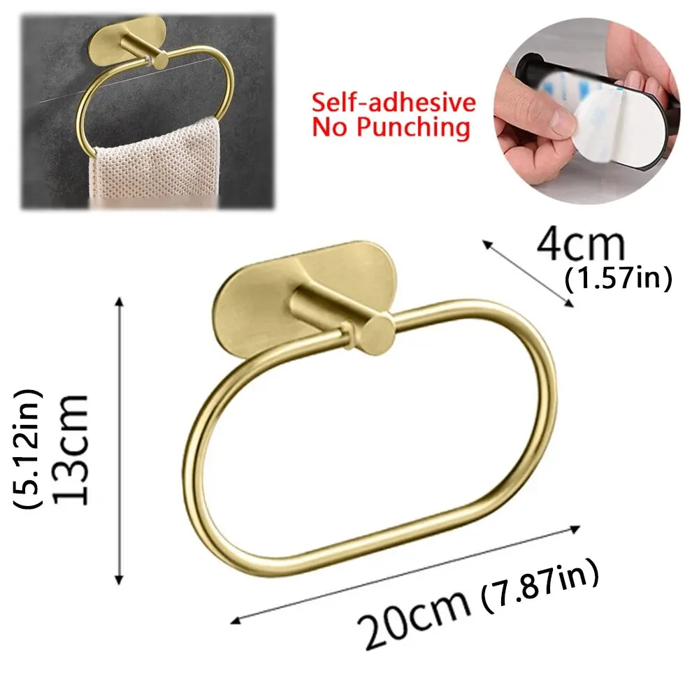 Stainless Steel Towel Holder Self-adhesive Bathrooms 9