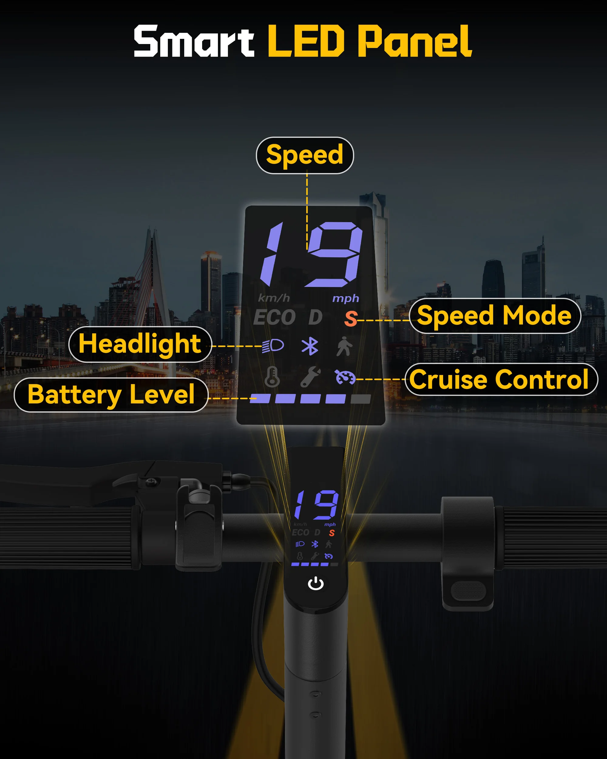 LADPED LP40 Electric Scooter 350W 19mph APP Smart Control 4 Speed Modes Foldable Electric Scooter 3