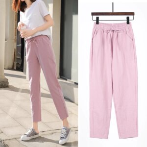 Womens Spring Summer Pants Cotton Linen 1