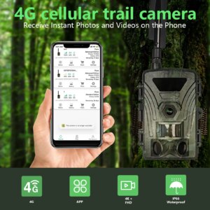 4G Trail Camera 8K Video 60MP Images PIR120°15M-20M Super-Fast Reflex red 1