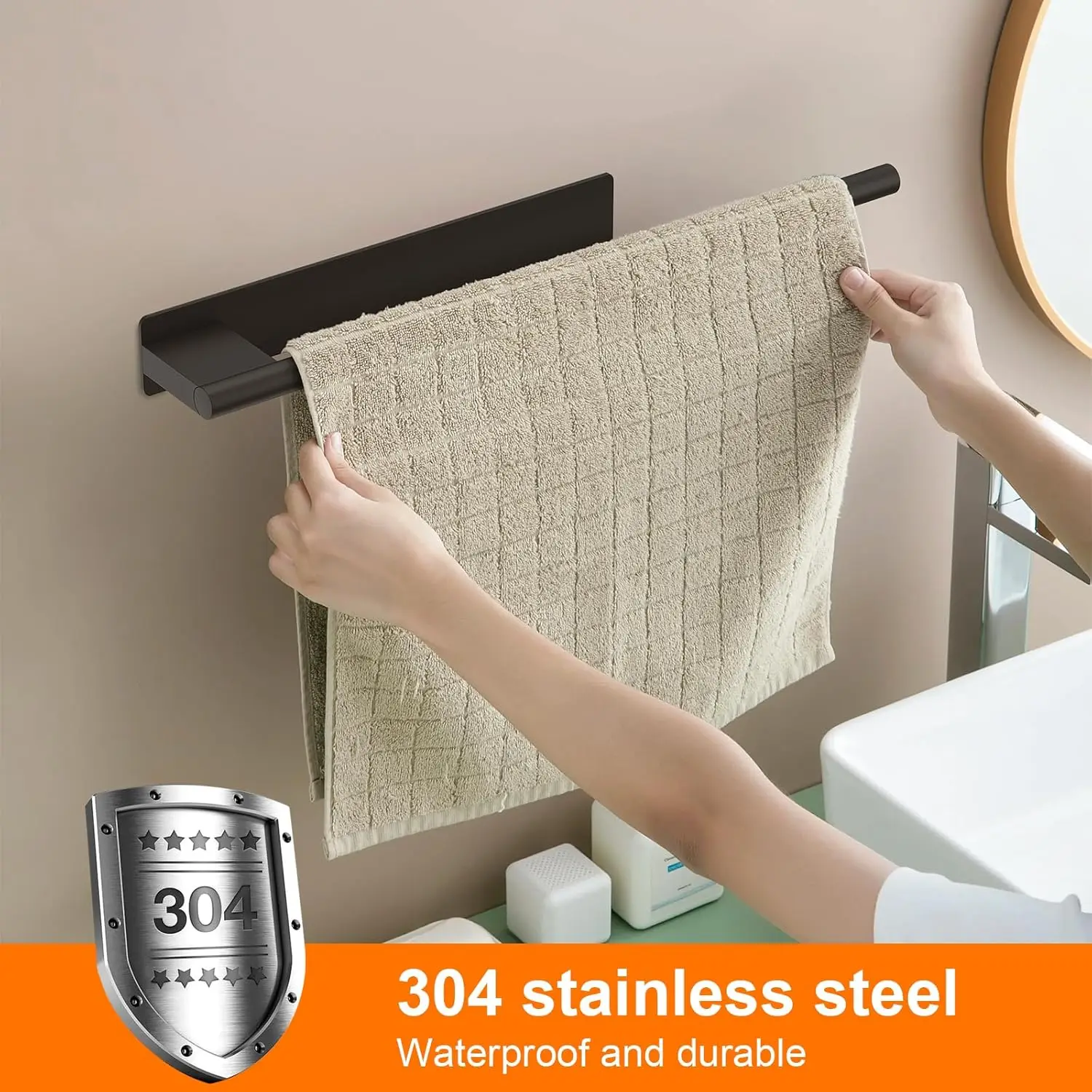 Stainless Steel Towel Bar Home Double-pole Set 3