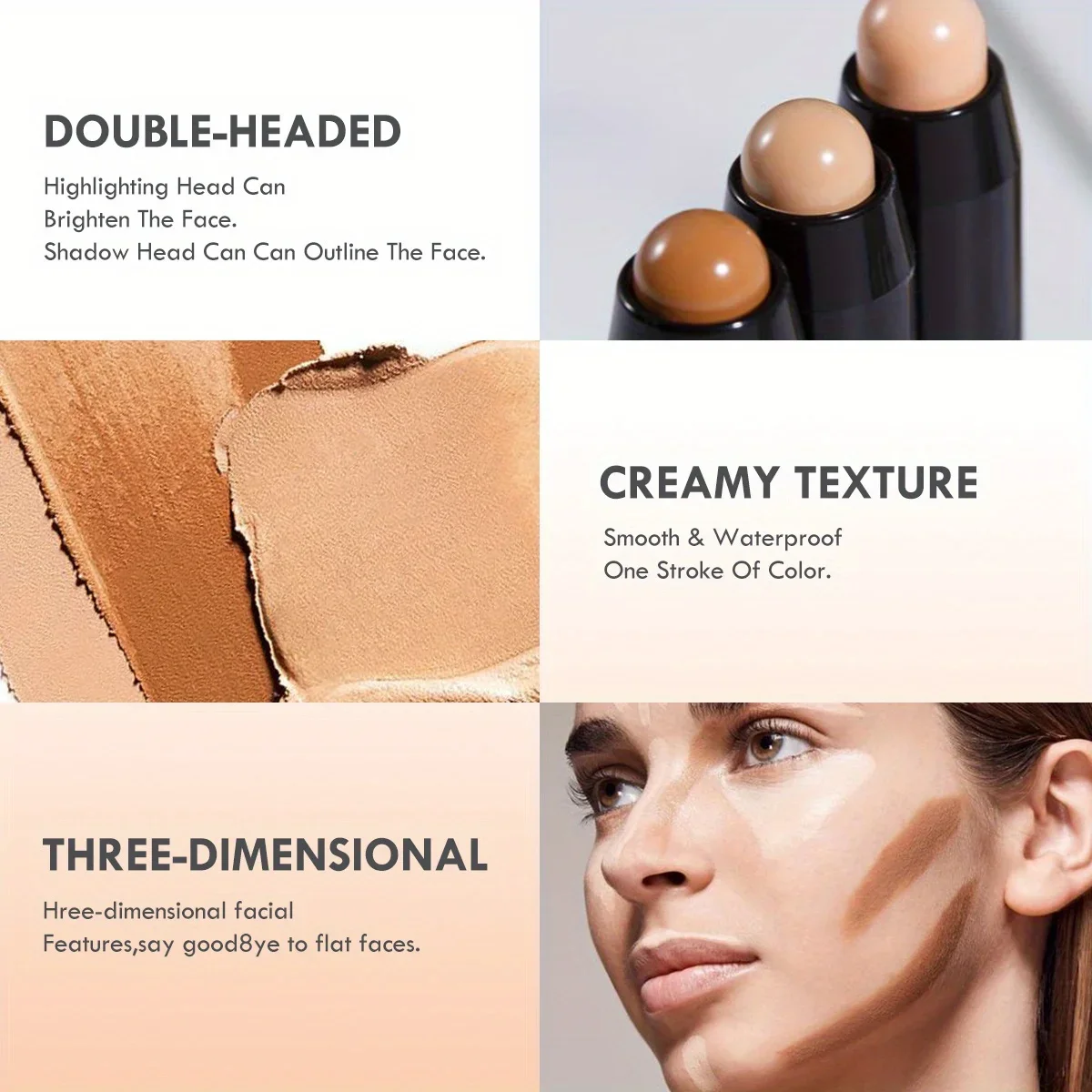 Double Head Highlight Pen Face Make Up Liquid Waterproof Contouring Foundation 5