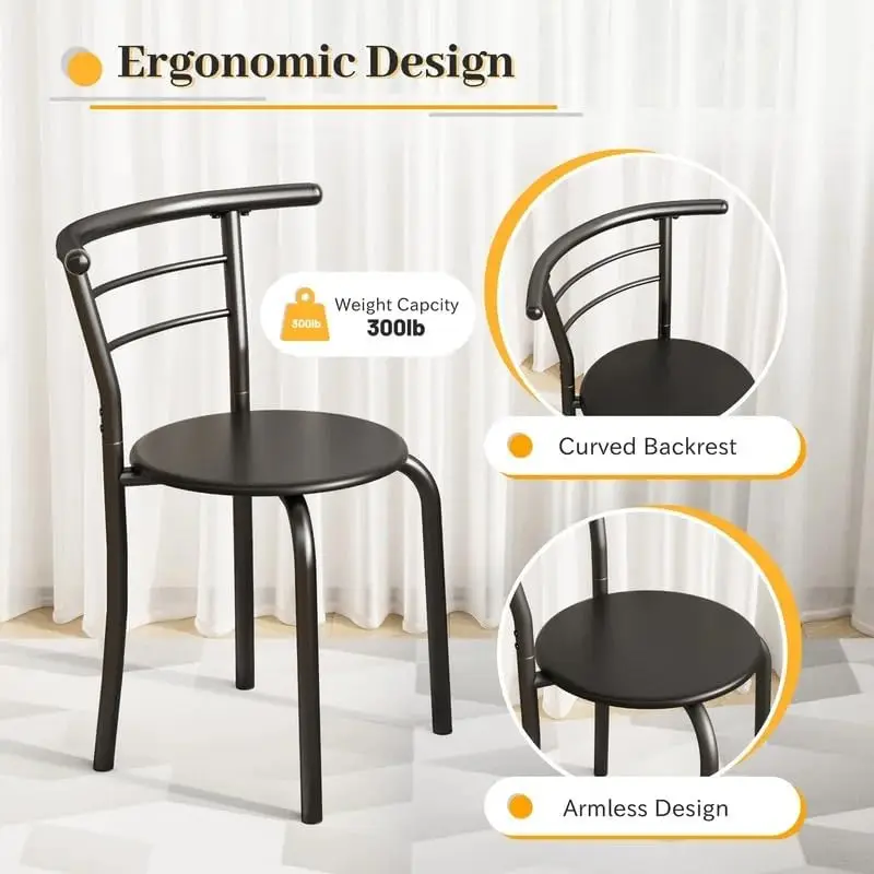 3-Piece Wooden Dining Table Set, Kitchen Breakfast Nook Sets with 2 Chairs 6