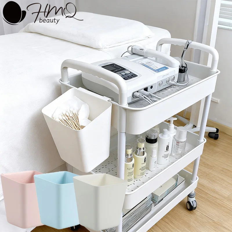 3Tier Plastic Rolling Utility Cart with Storage Bucket for Cleaning 1
