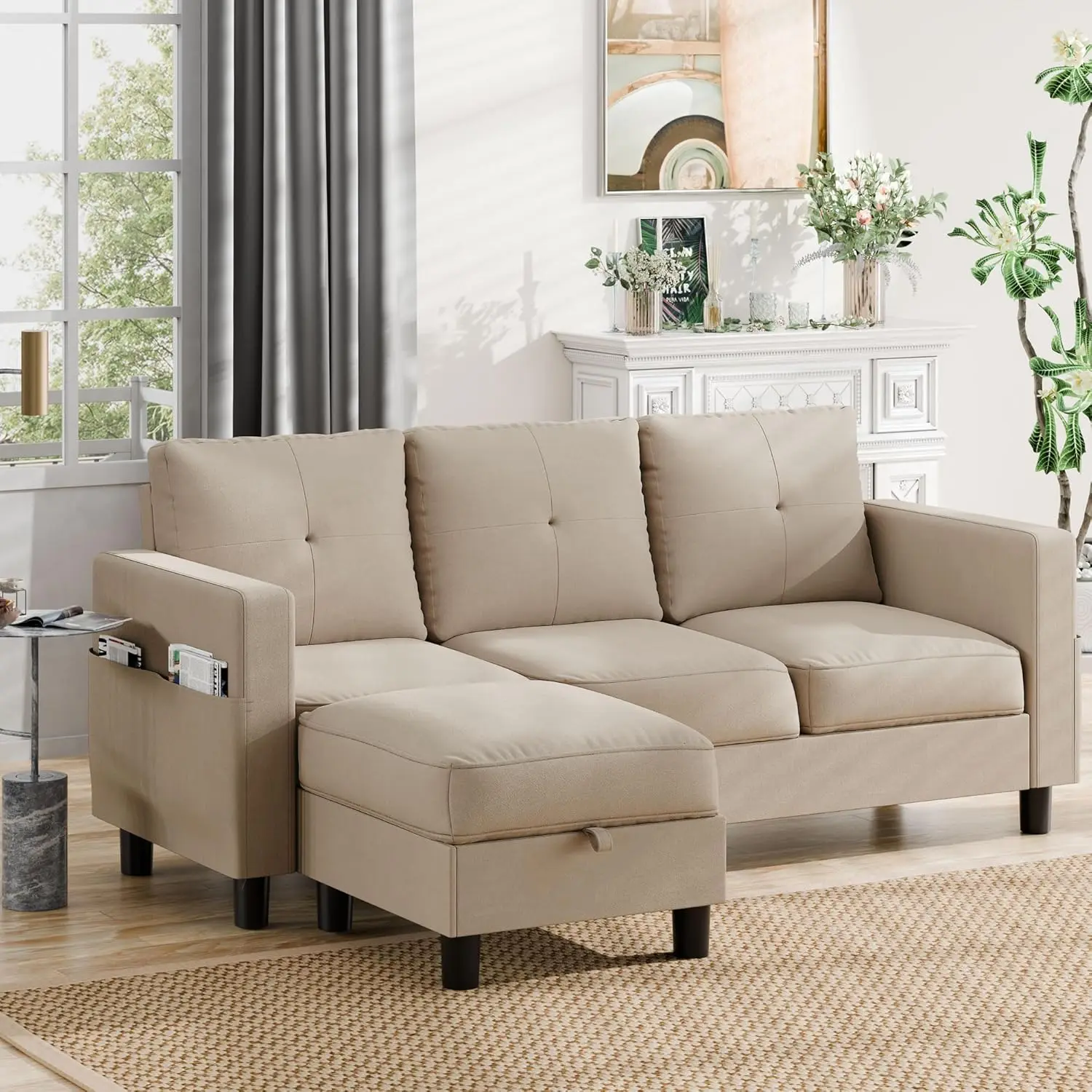 L-Shaped Couch 3 Seat Sofa 7