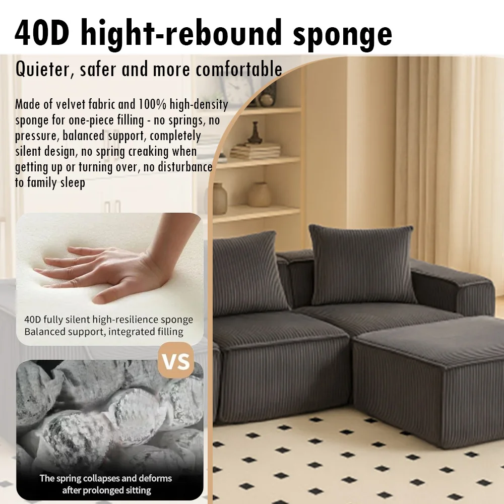 Sectional boneless Couch with L-Shape 3