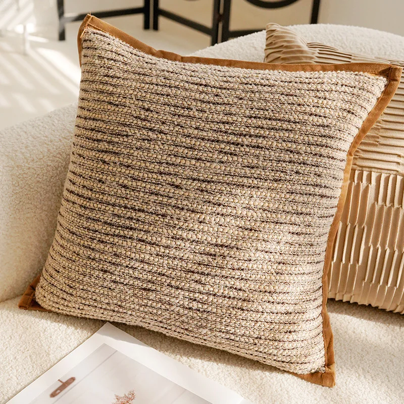 30x50/45x45CM Light Luxury Throw Pillow Cover Brown French Stamping 25