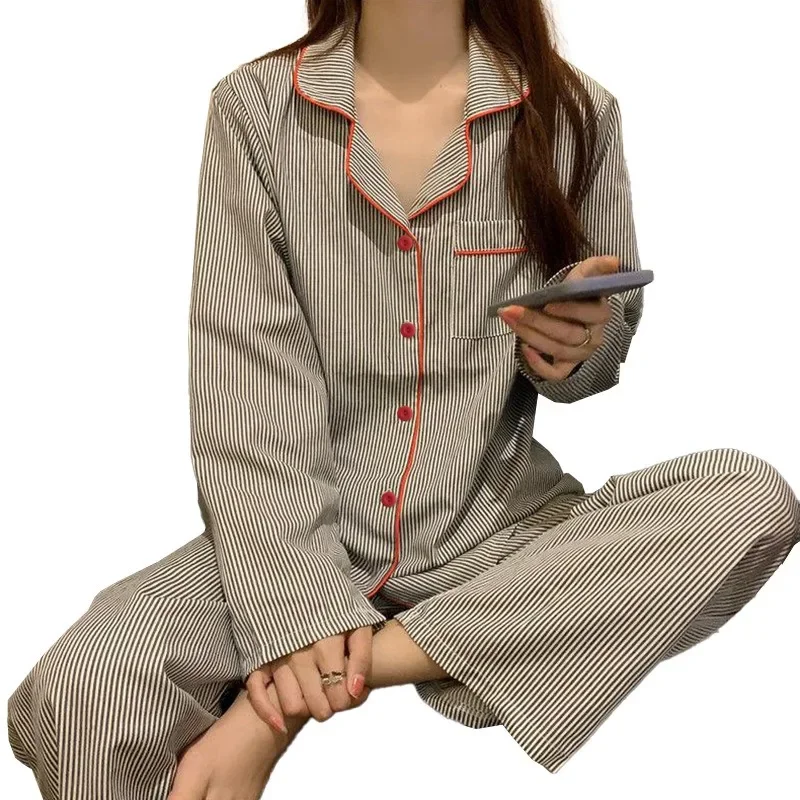 2PCS/Set Women's Long Sleeve Loose Breathable Student Sleepwear Loungewear 6