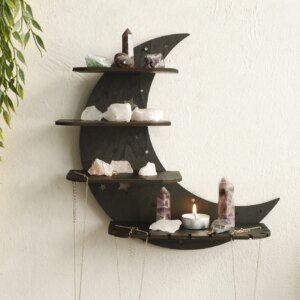 30/39cm Black Moon Wall Shelves 4-tier Wood Floating Wall Shelf 1