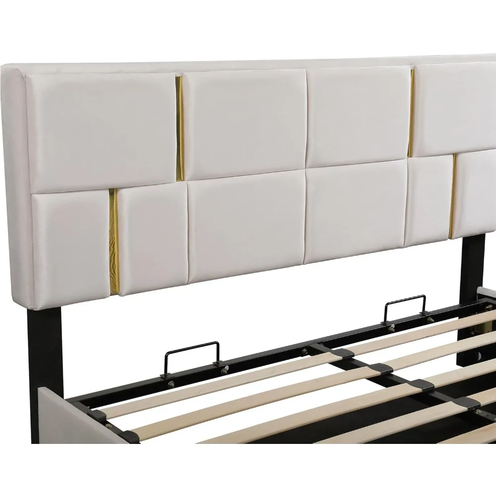 2 Piece Queen Bedroom Furniture Set with Ottoman, Queen Upholstered Platform Bed 6