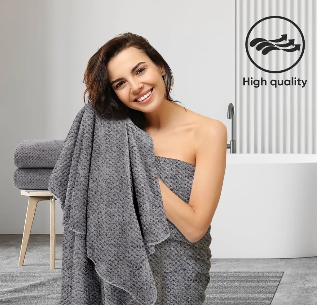 Bath Towel Set Pack of 2, (27 x 54 Inches) Microfiber 6