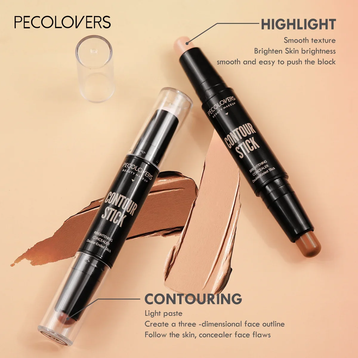 Double Head Highlight Pen Face Make Up Liquid Waterproof Contouring Foundation 3