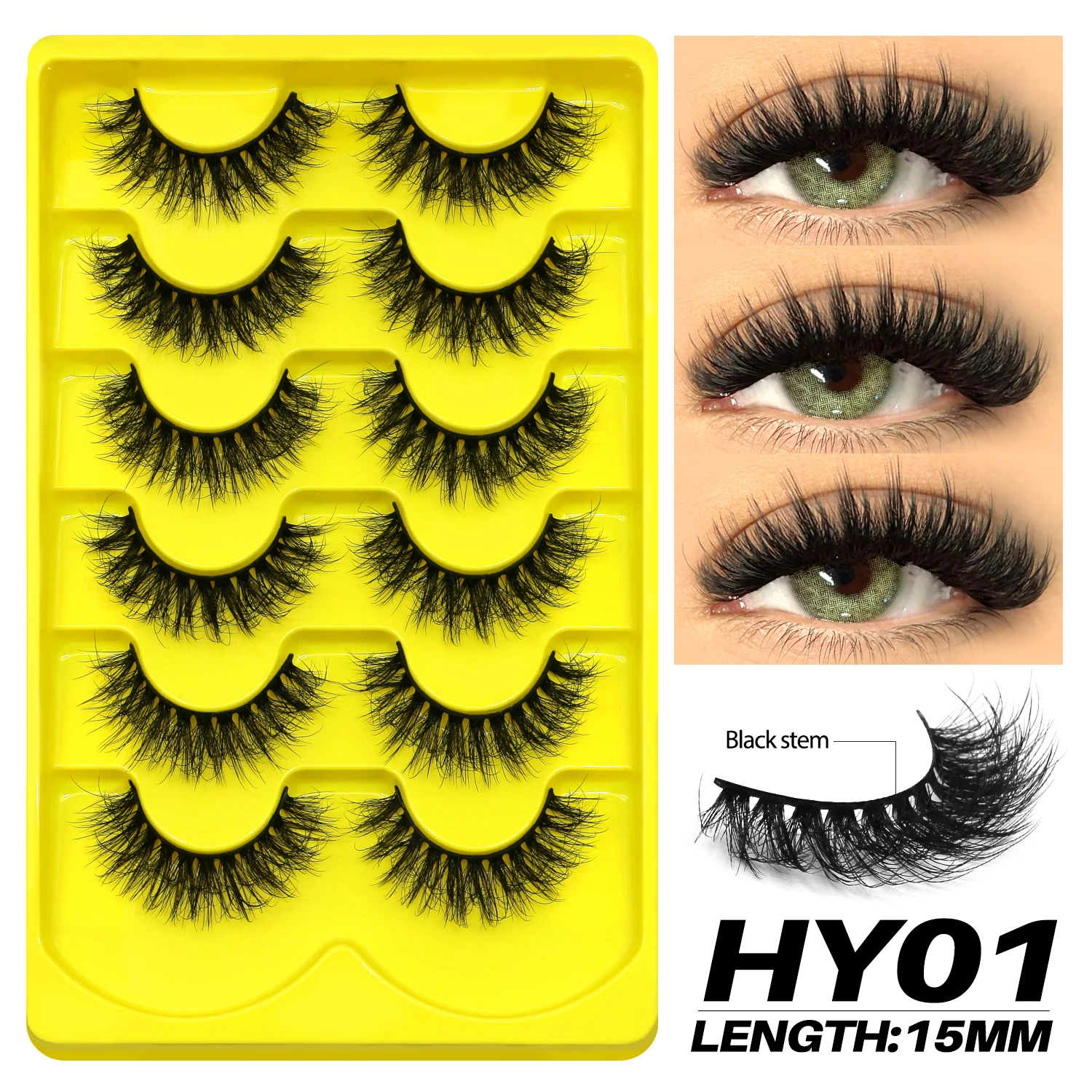 GROINNEYA Fake Lashes Fluffy Cat Eye Lashes 8D Fluffy Volume False Eyelashes 17