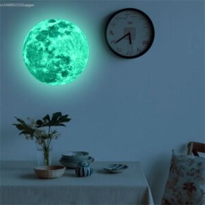 5/12/20/30CM  3D Luminous Moon Wall Sticker Glow in The Dark Fluorescent Sticker PVC Home Kids Room Decals Wall Decor Wallpaper 1