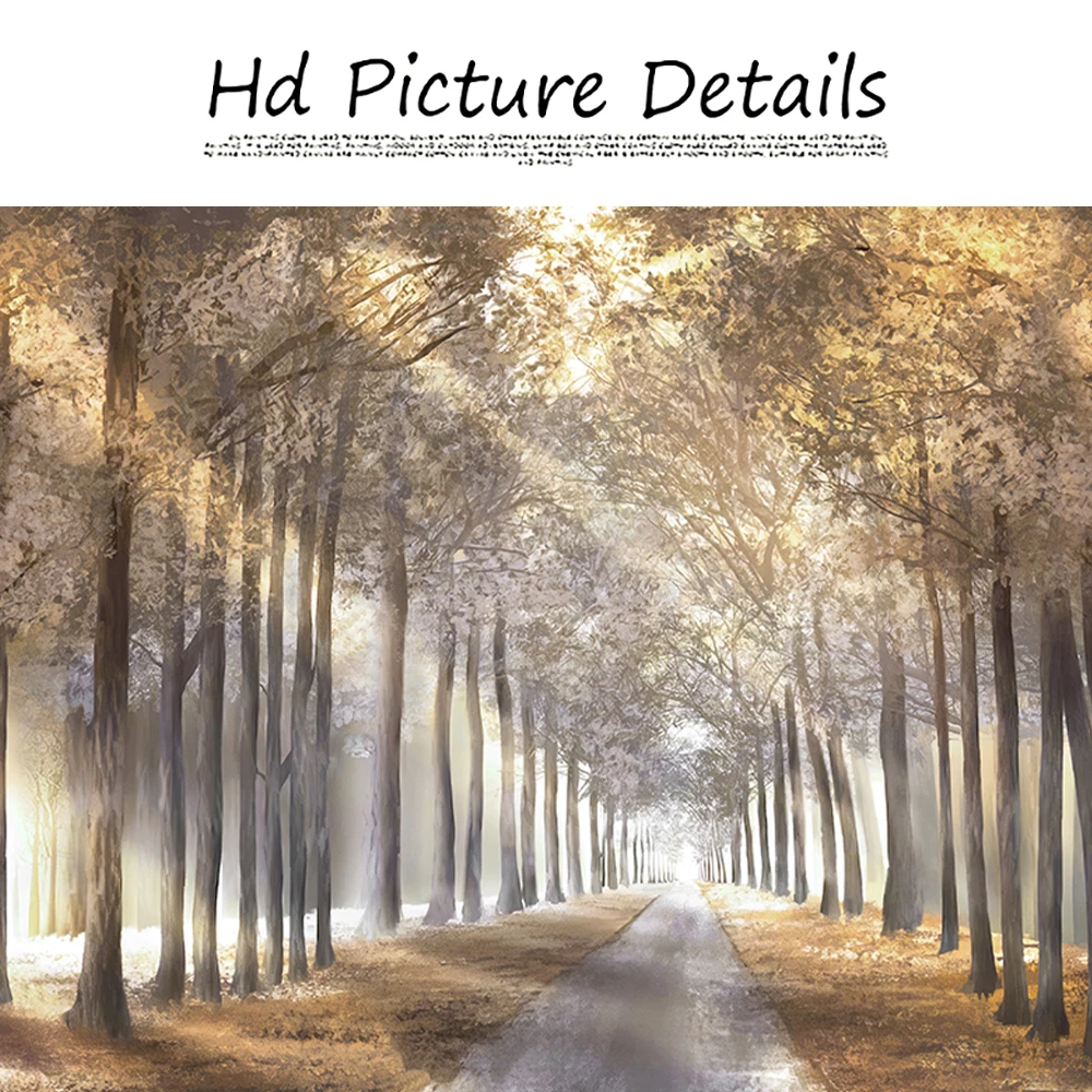 Autumn Nature Forest Foggy Landscape Wall Art Canvas Painting Tree 6