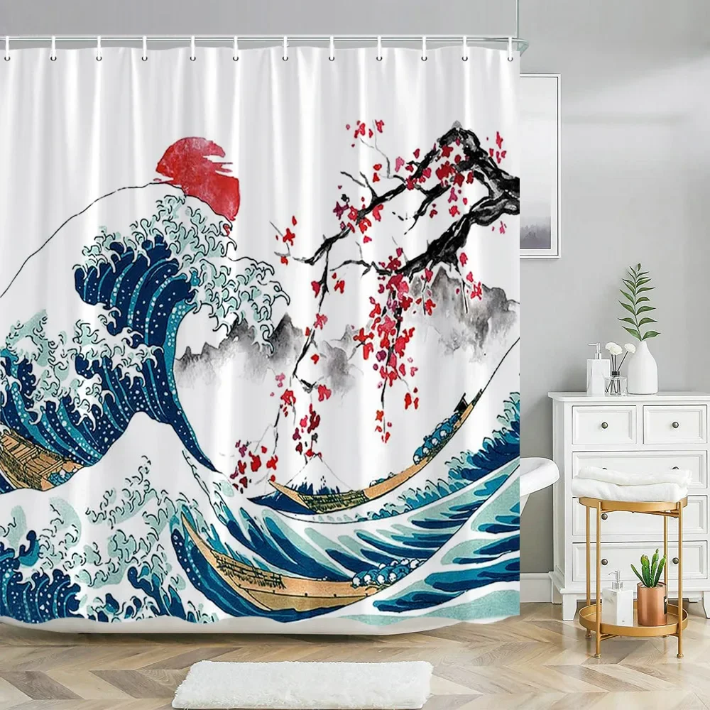 Pink Sakura Flowers Shower Curtains Japanese 12