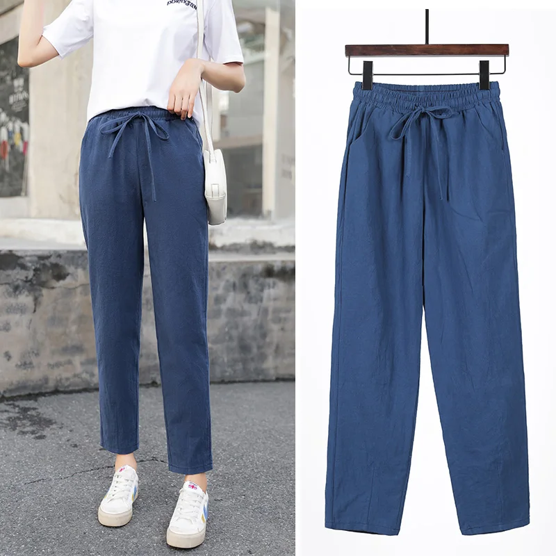 Womens Spring Summer Pants Cotton Linen 9