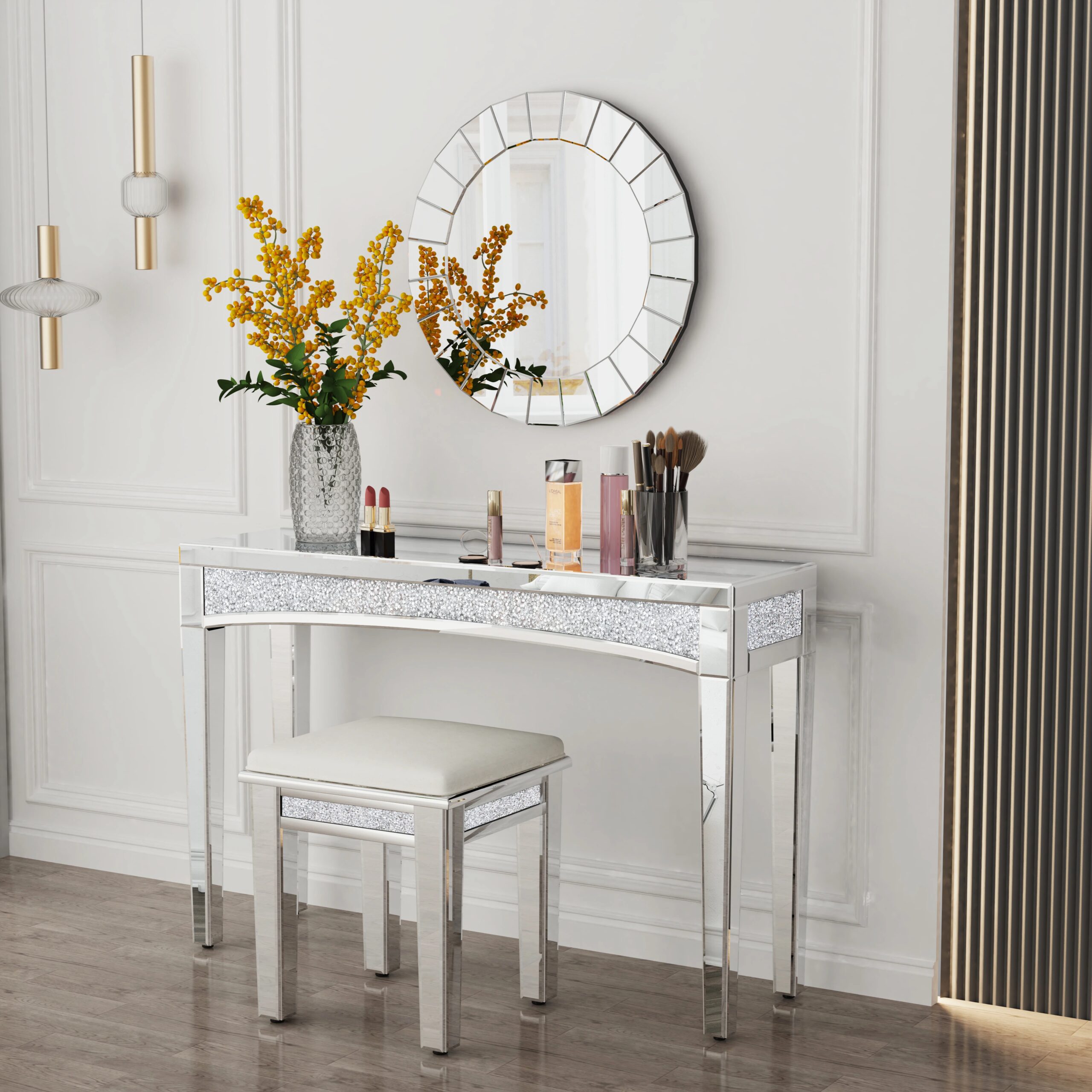 47.2 Mirrored desk silver Console 2