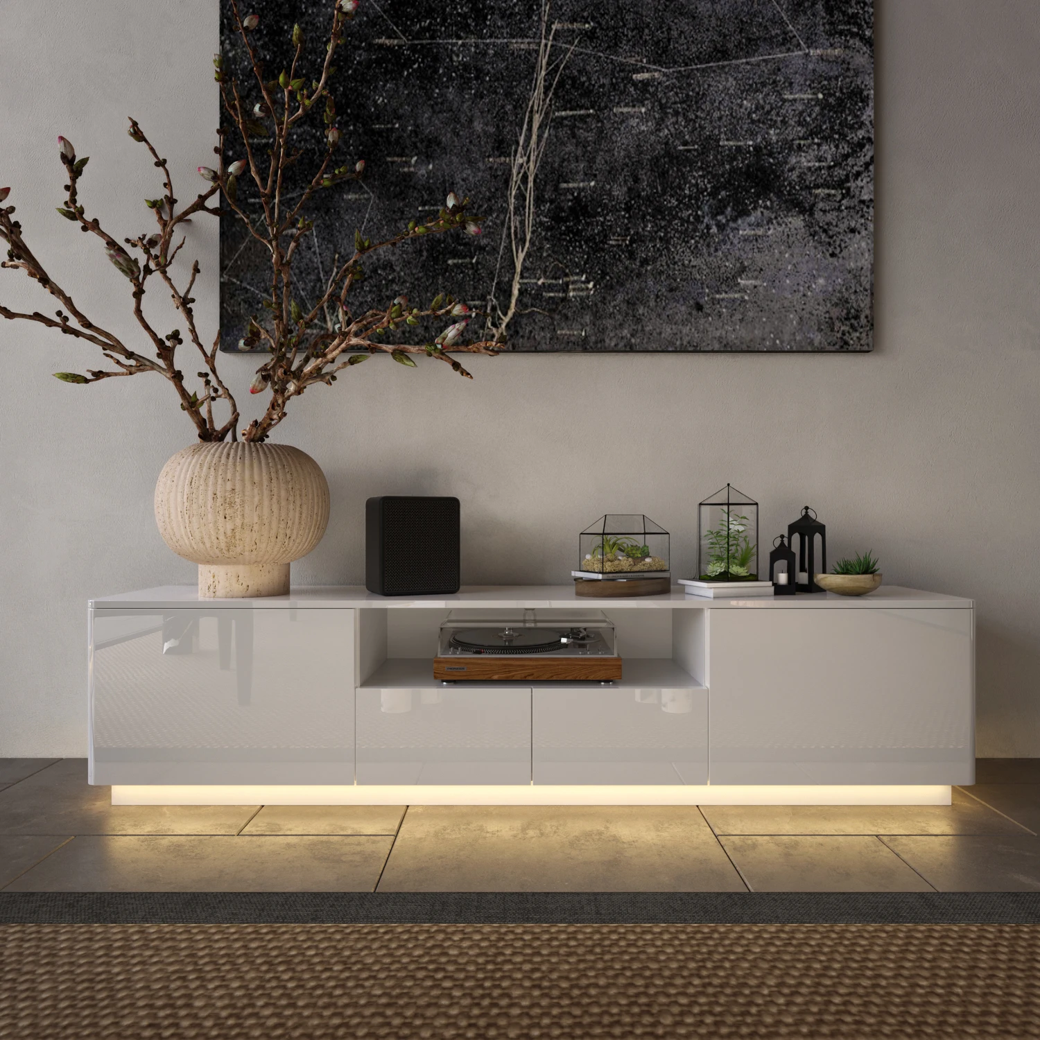 FUFU&GAGA Modern TV Stand with LED Light 3