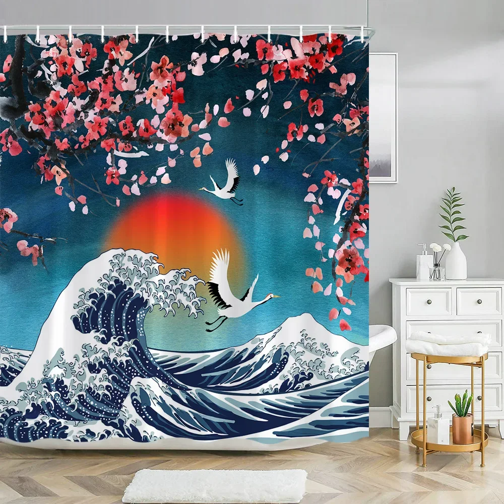 Pink Sakura Flowers Shower Curtains Japanese 17