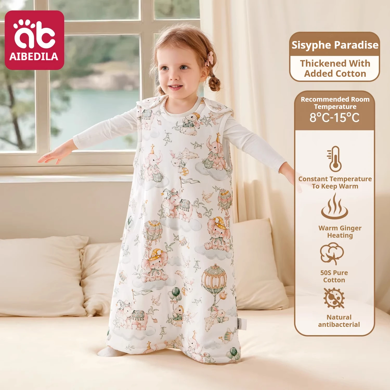 AIBEDILA Baby Sleep Sack Cotton Newborn Sleeveless Sleep Bag Soft Cozy Kids Wearable Blanket 10