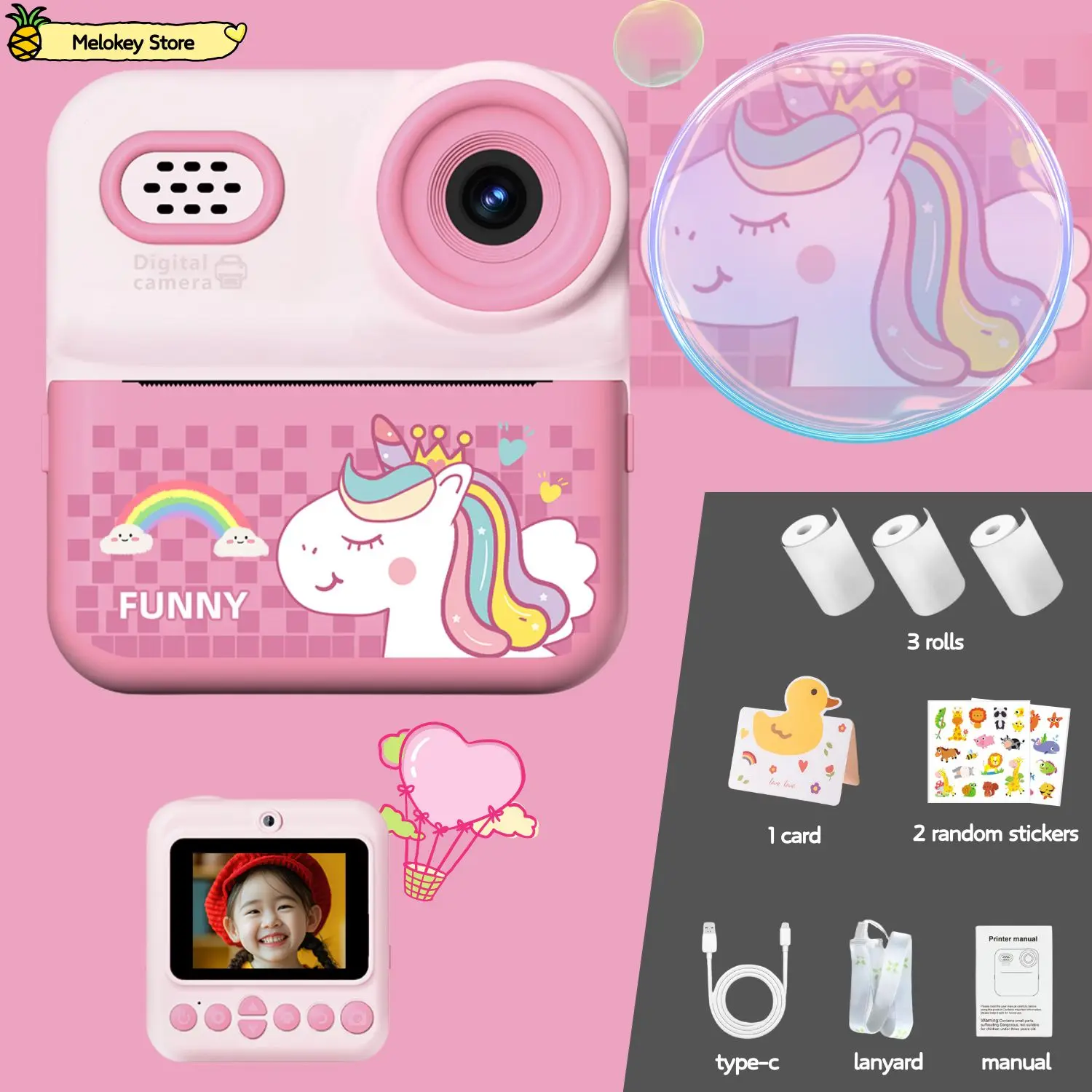 Kids Digital Camera Photo Printer with Game Cute Mini Digital Video 18
