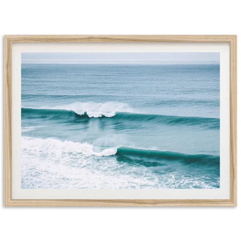 Modern Blue Ocean Waves Surf Poster Summer Seascape Coastal Beach 17
