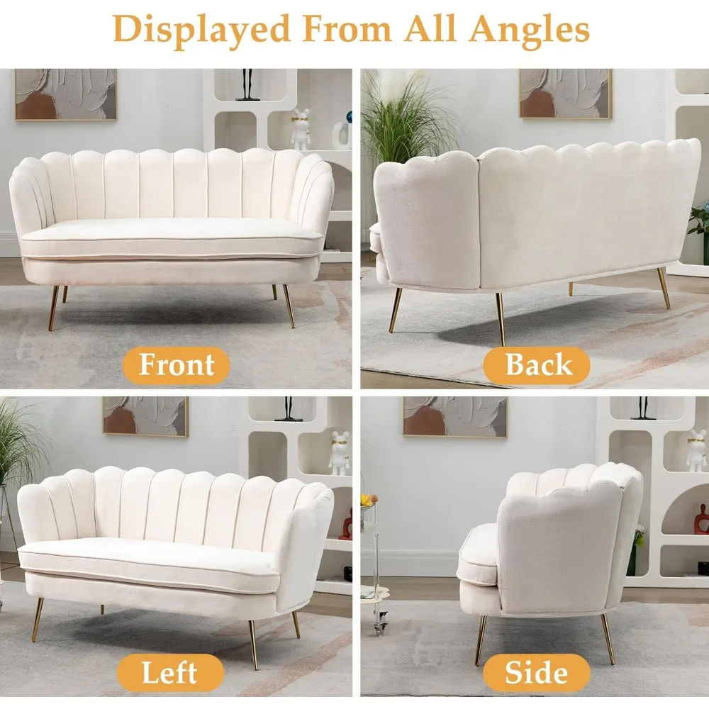 59” Small Modern Chenille Loveseat Sofa, 2-Seat 6