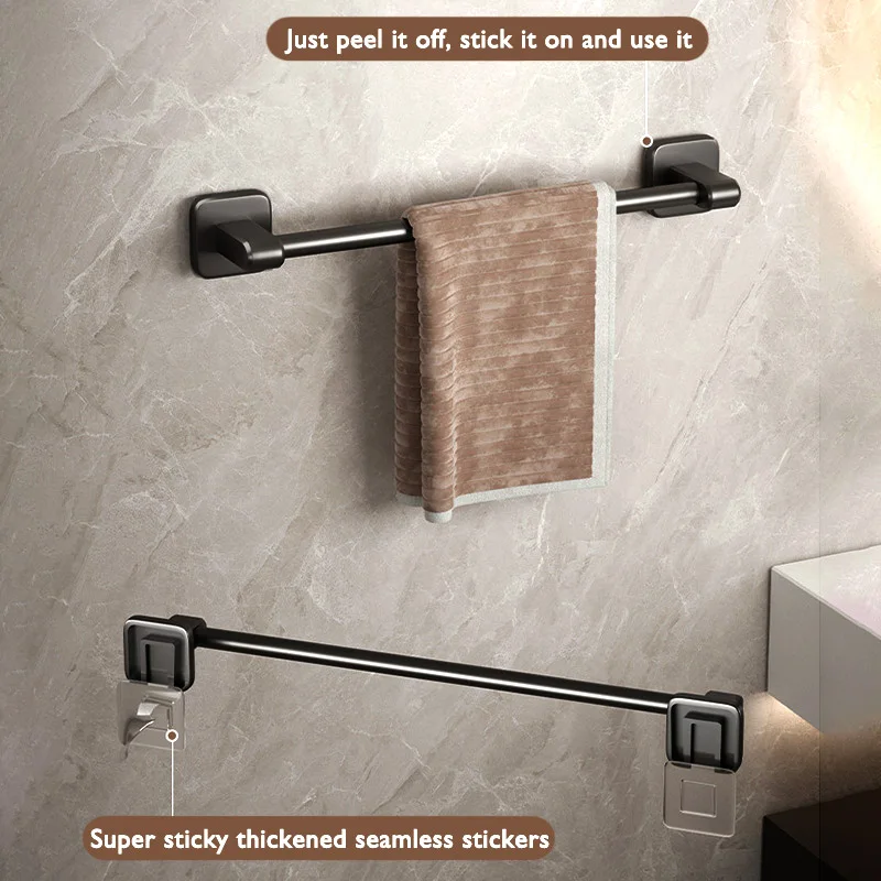 Self-Adhesive Bathroom Towel Rack Holder Rod 2