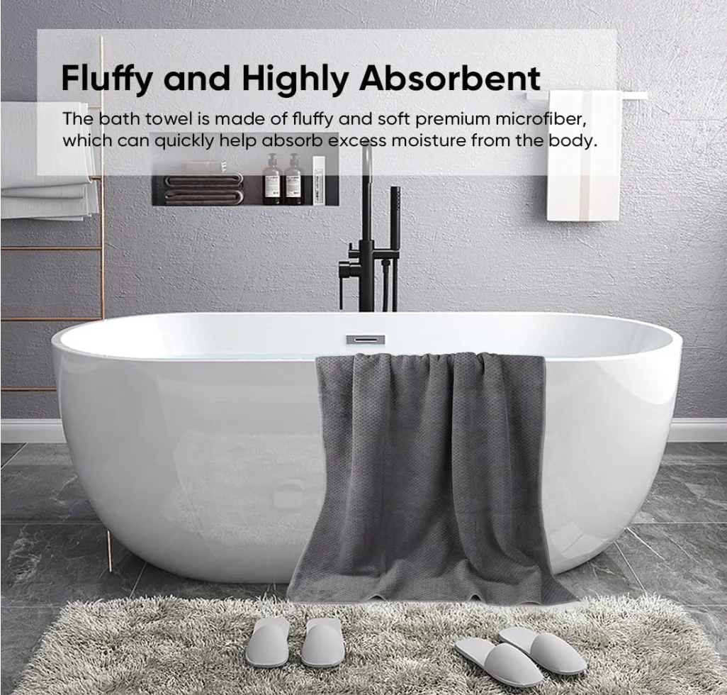 Bath Towel Set Pack of 2, (27 x 54 Inches) Microfiber 3