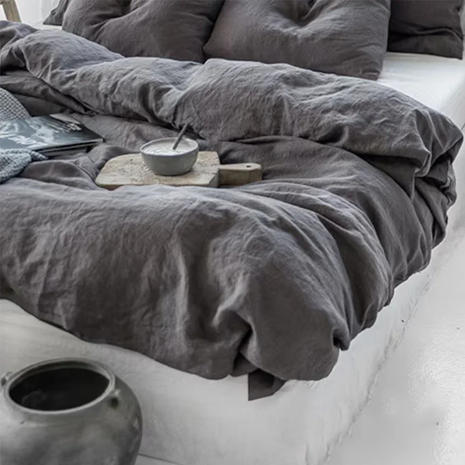 100% Linen Bed Duvet Cover Stone Washed linen duvet cover, stone-washed linen, 100% linen, bed cover, breathable bedding, soft linen, luxury duvet, durable linen, bedroom décor, natural bedding, 5