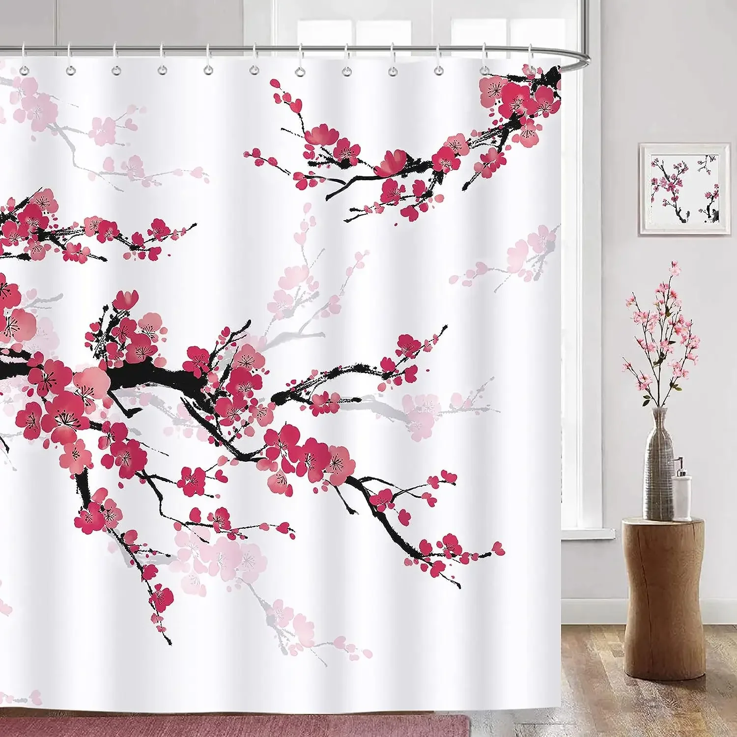 Pink Sakura Flowers Shower Curtains Japanese 24