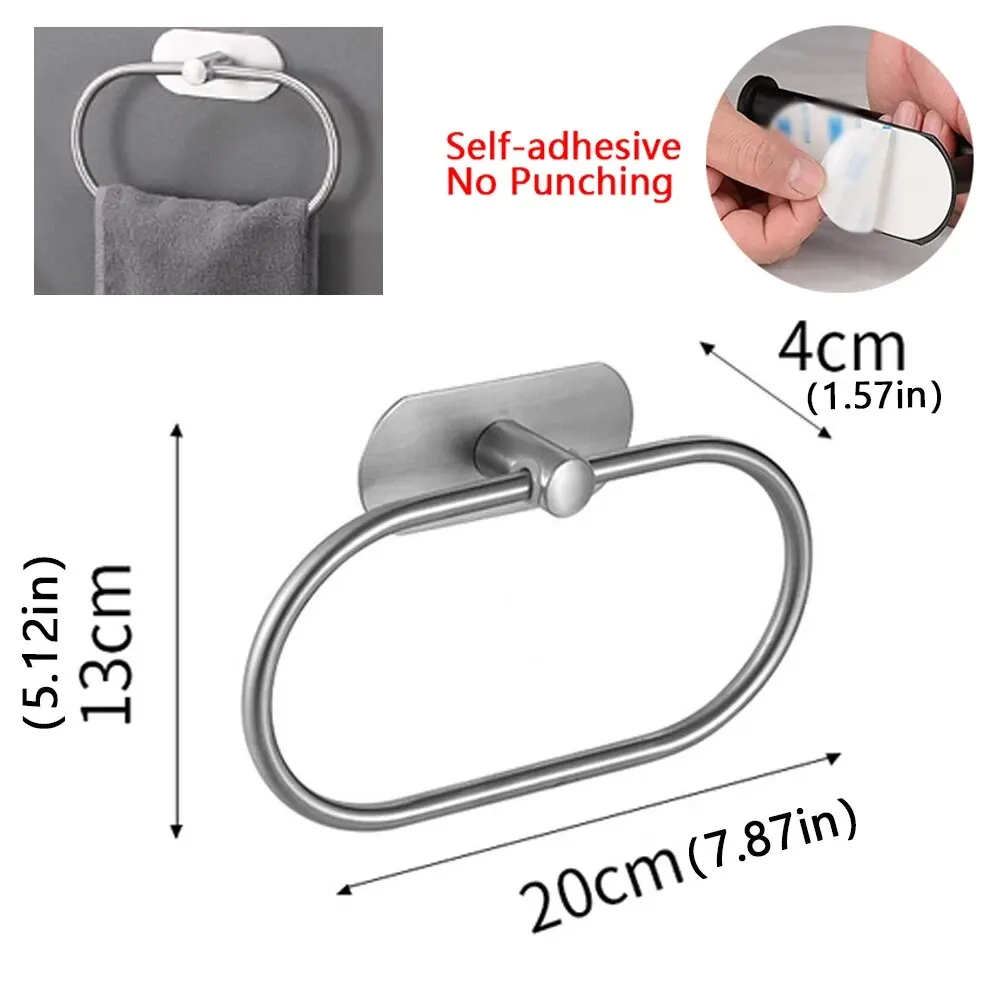 Stainless Steel Towel Holder Self-adhesive Bathrooms 7