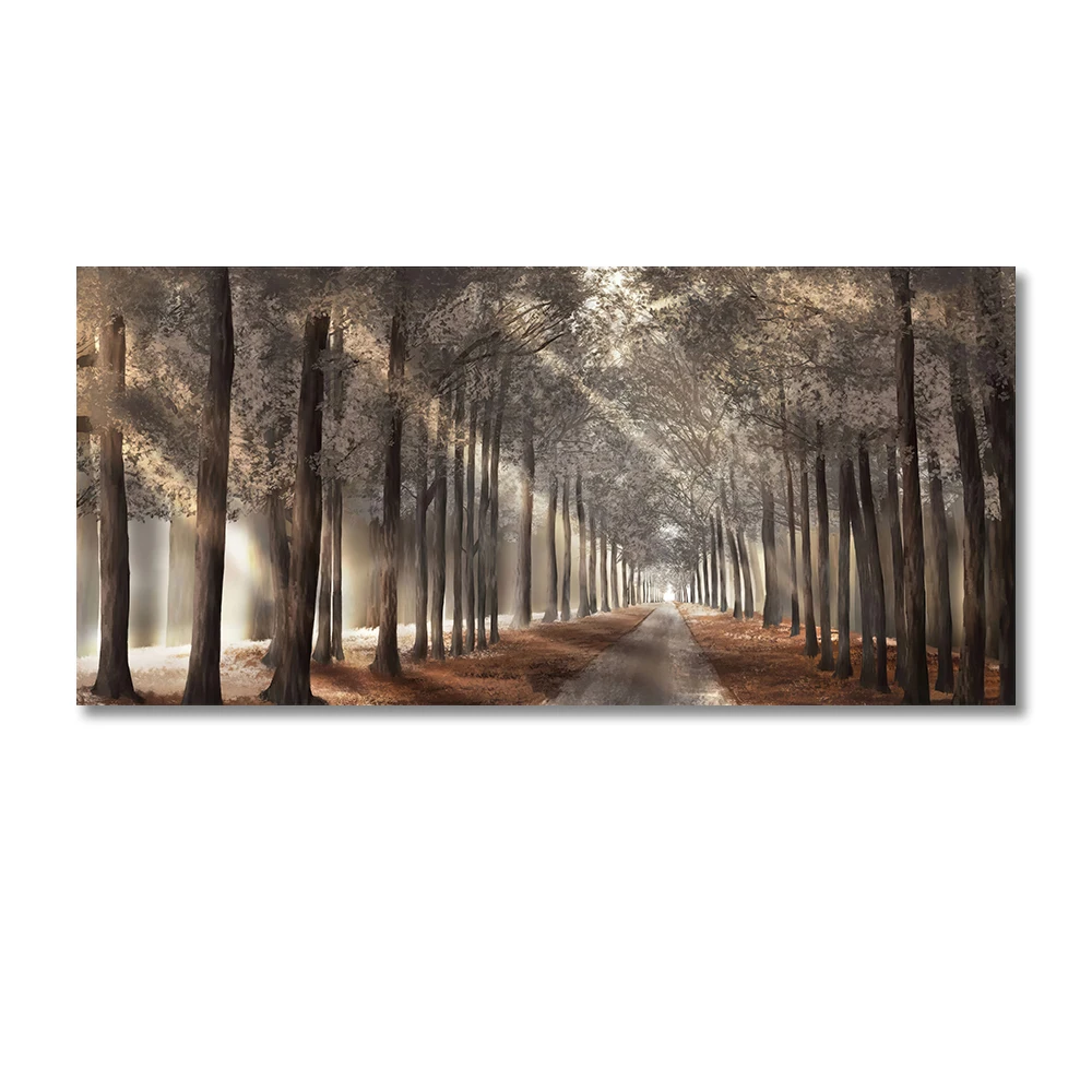 Autumn Nature Forest Foggy Landscape Wall Art Canvas Painting Tree 10