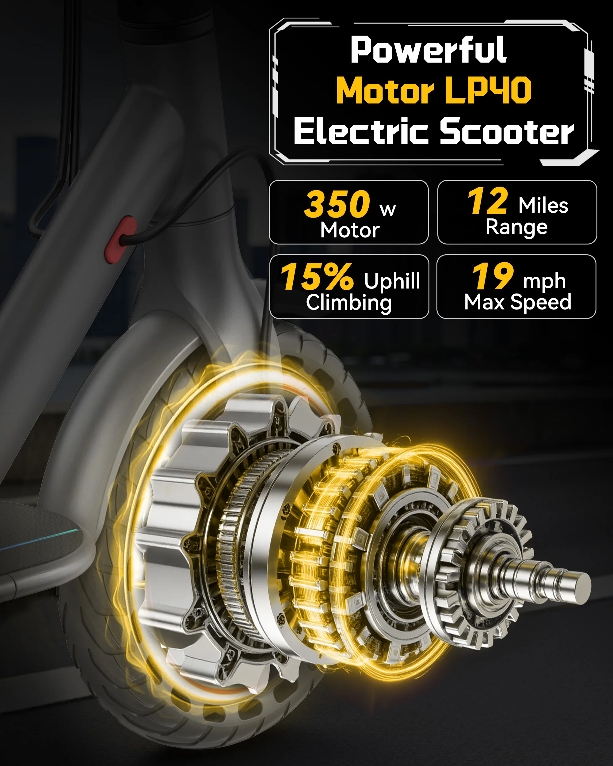 LADPED LP40 Electric Scooter 350W 19mph APP Smart Control 4 Speed Modes Foldable Electric Scooter 4