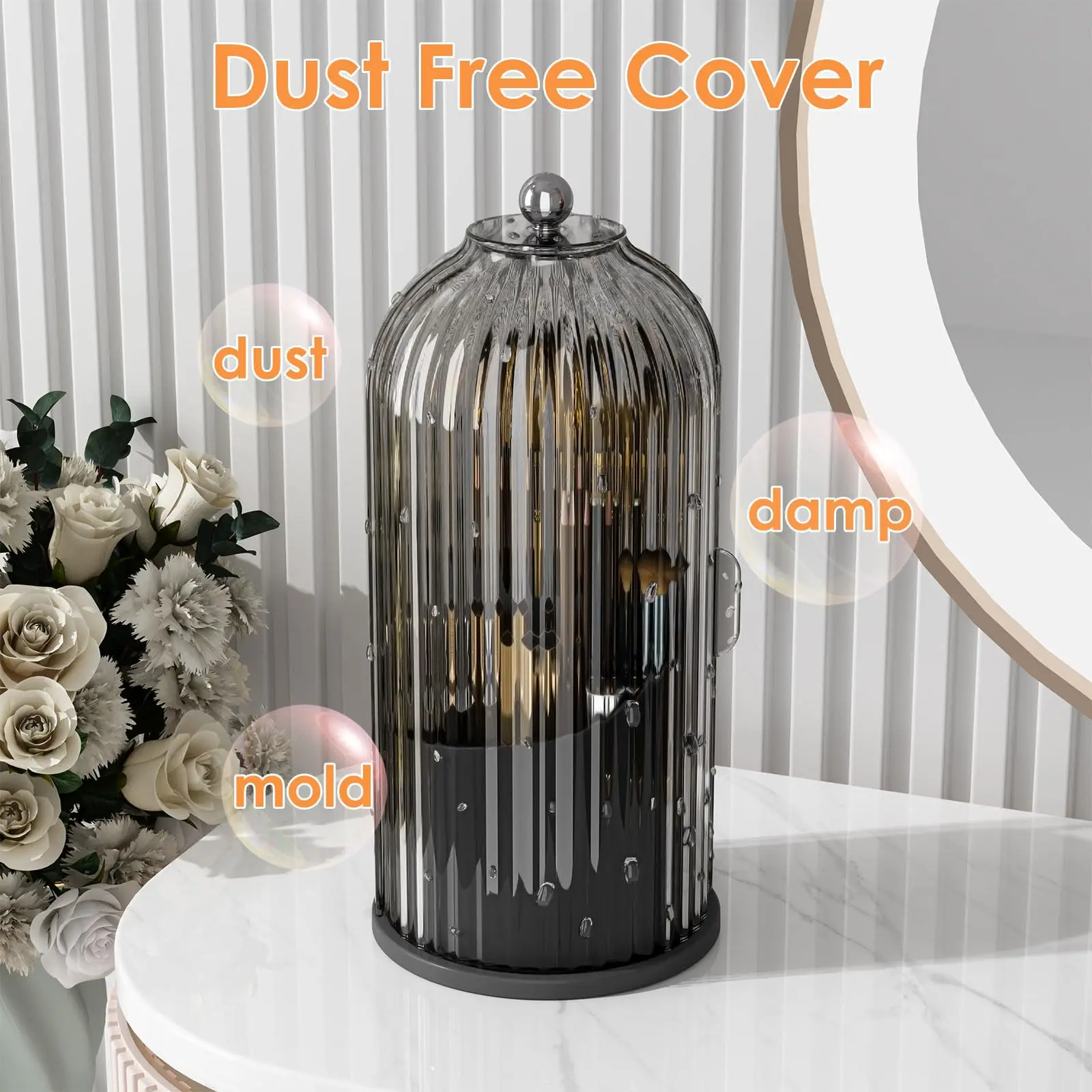YOOLENS Makeup Brush Holder Organizer with Lid,360 Bathroom 2